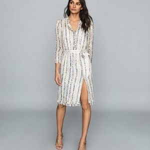 REISS Skyla Metallic Shirtdress Size US6